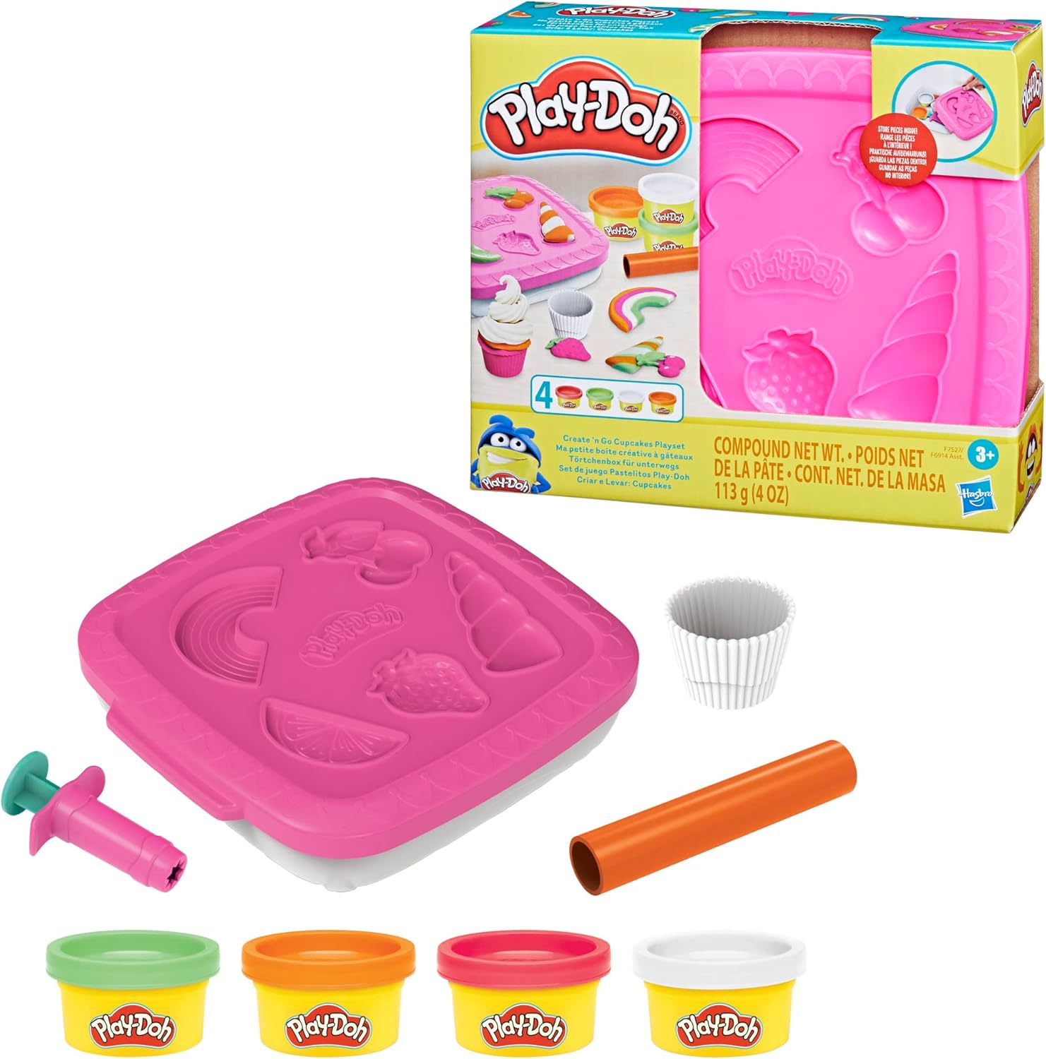 Play-Doh Create ‘n Go Cupcakes Playset, Set with Storage Container, Arts and Crafts Toys for Kids