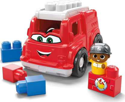 Mega BLOKS First Builders Toddler Building Blocks Toy Set, Freddy Firetruck with 6 Pieces and Storage, 1 Figure, Red, Ages 1+ Years Freddy FIre Truck