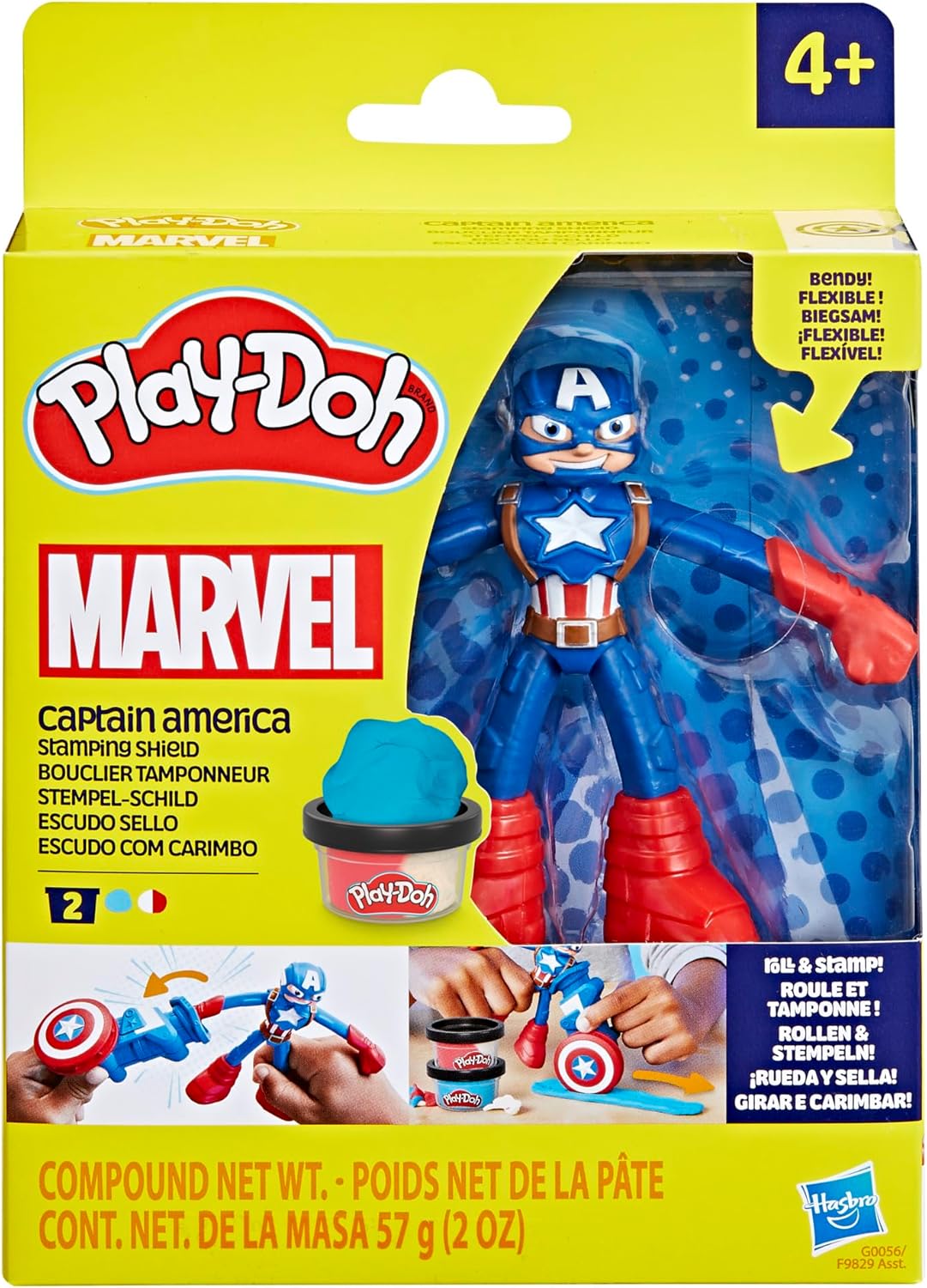 Play-Doh Marvel Captain America Stamping Shield Action Figure Playset Age 4+