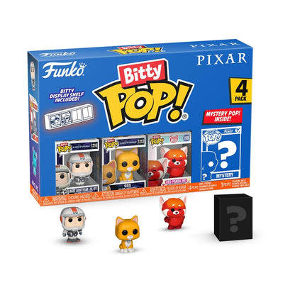 Funko Pop! Bitty: Pixar Mini Collectible Toys 4-Pack - Buzz Lightyear (XL-01), Sox, Red Panda Mei & Mystery Chase Figure (Styles May Vary
