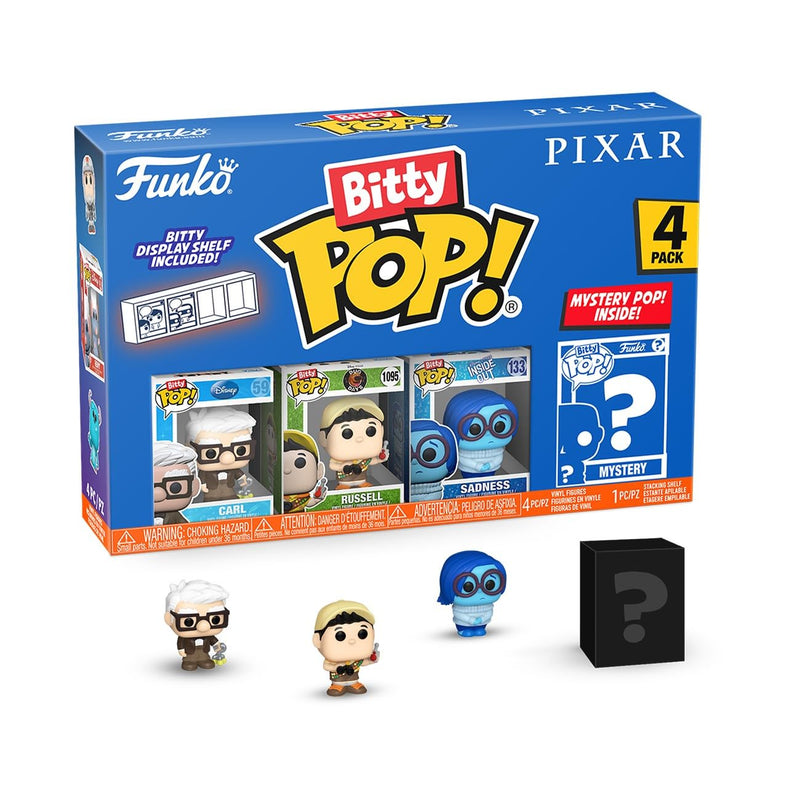 Funko Pop! Bitty: Pixar Mini Collectible Toys 4-Pack - Carl, Russell (Dug Days), Sadness, & Mystery Chase Figure (Styles May Vary