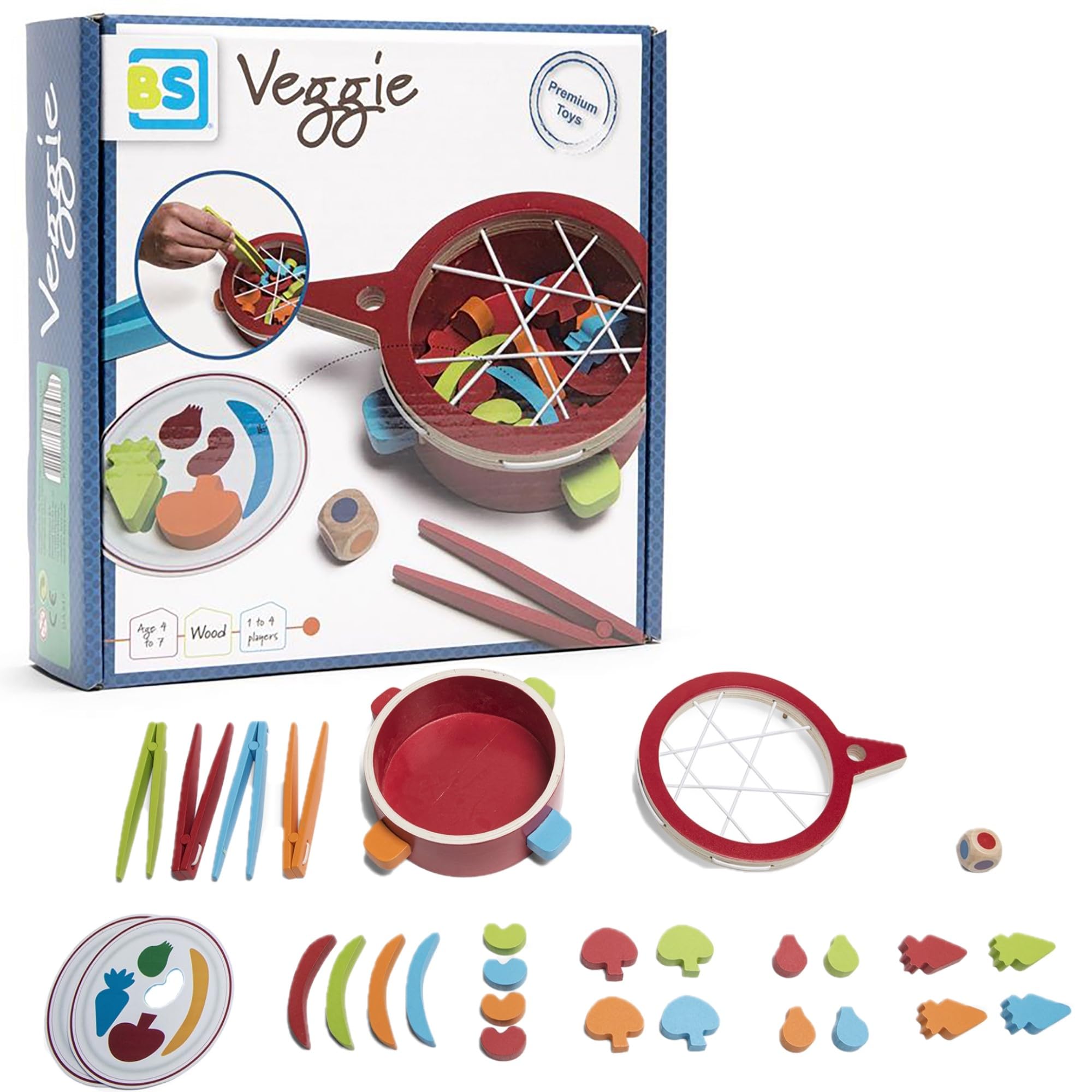 BS Toys Veggie, Rot - Holzspielzeug für Kinder - Motorikförderung - Gemüse sammeln und spielerisch lernen - Ab 3 Jahren