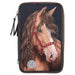 Depesche 13190 Miss Melody Glitter Horse-Filled 3-Compartment Pencil Case in Dark Blue, with Horse Motif, Glitter and LED Lights, Pencil Case with Colouring Pencils, Ruler, Scissors and Much More