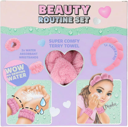 Depesche 13250 TOPModel Beauty and Me-Set de Belleza con Cinta Acolchada para el Pelo y muñequera Absorbente en Rosa, Multicolor, One Size