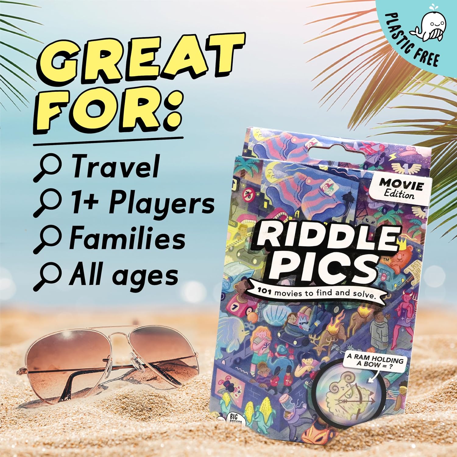 Riddle Pics Night at the Movies: Movie Edition - Travel Trivia Game, Great for Families, Adults and Kids, 101 Riddles to find and solve, Gifts for Movie Lovers