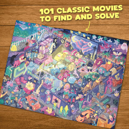 Riddle Pics Night at the Movies: Movie Edition - Travel Trivia Game, Great for Families, Adults and Kids, 101 Riddles to find and solve, Gifts for Movie Lovers