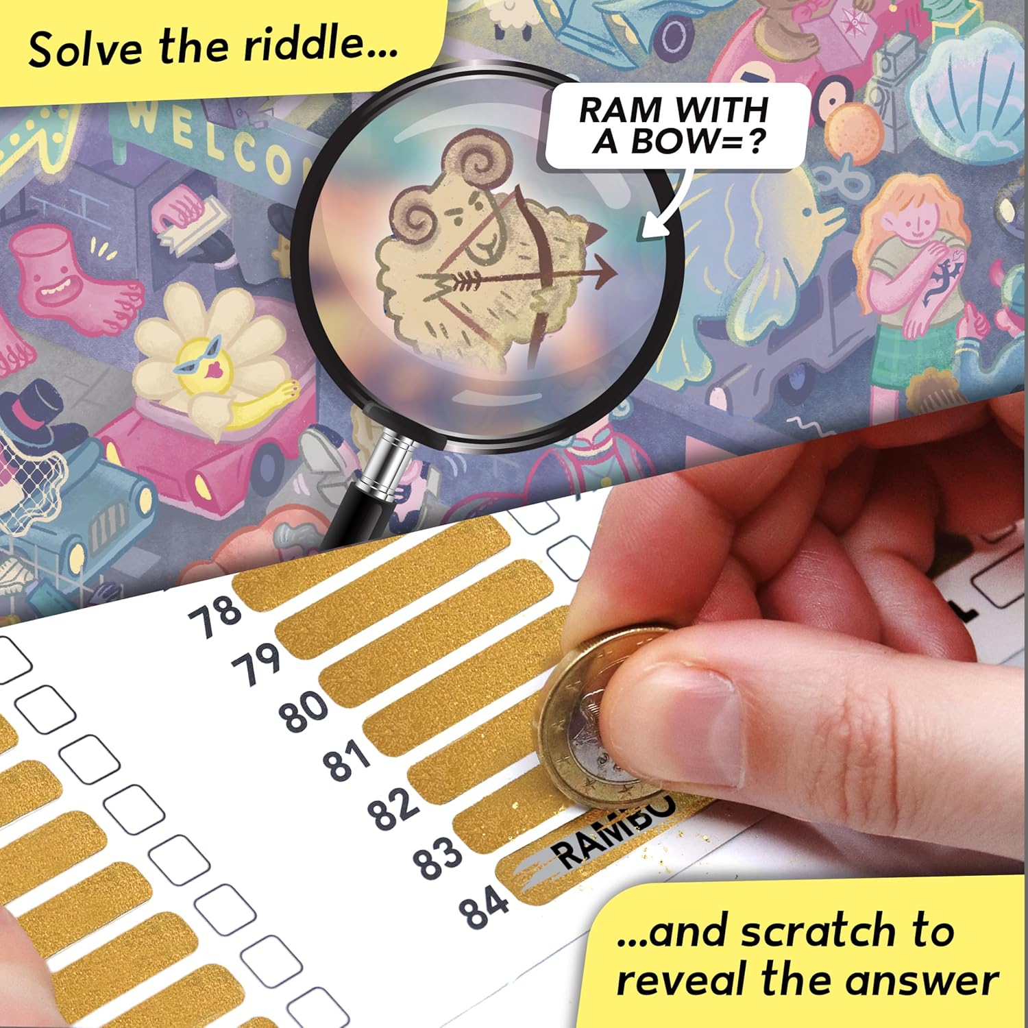 Riddle Pics Night at the Movies: Movie Edition - Travel Trivia Game, Great for Families, Adults and Kids, 101 Riddles to find and solve, Gifts for Movie Lovers