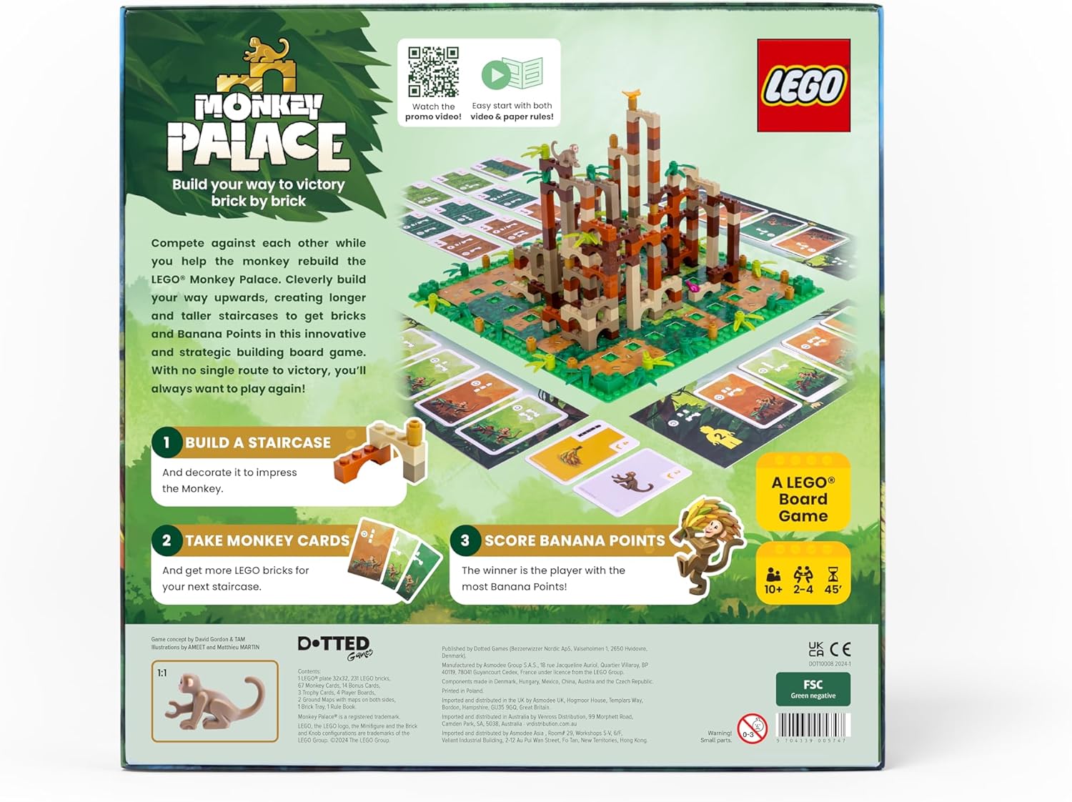 Dotted Games - Monkey Palace: A LEGO Board Game - Build Your Way to Victory Brick by Brick! Fun Family Brick-Building Game for Kids & Adults, Ages 10+, 2-4 Players, 45 Minute Playtime