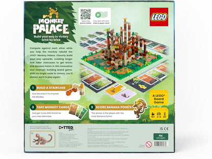 Dotted Games - Monkey Palace: A LEGO Board Game - Build Your Way to Victory Brick by Brick! Fun Family Brick-Building Game for Kids & Adults, Ages 10+, 2-4 Players, 45 Minute Playtime