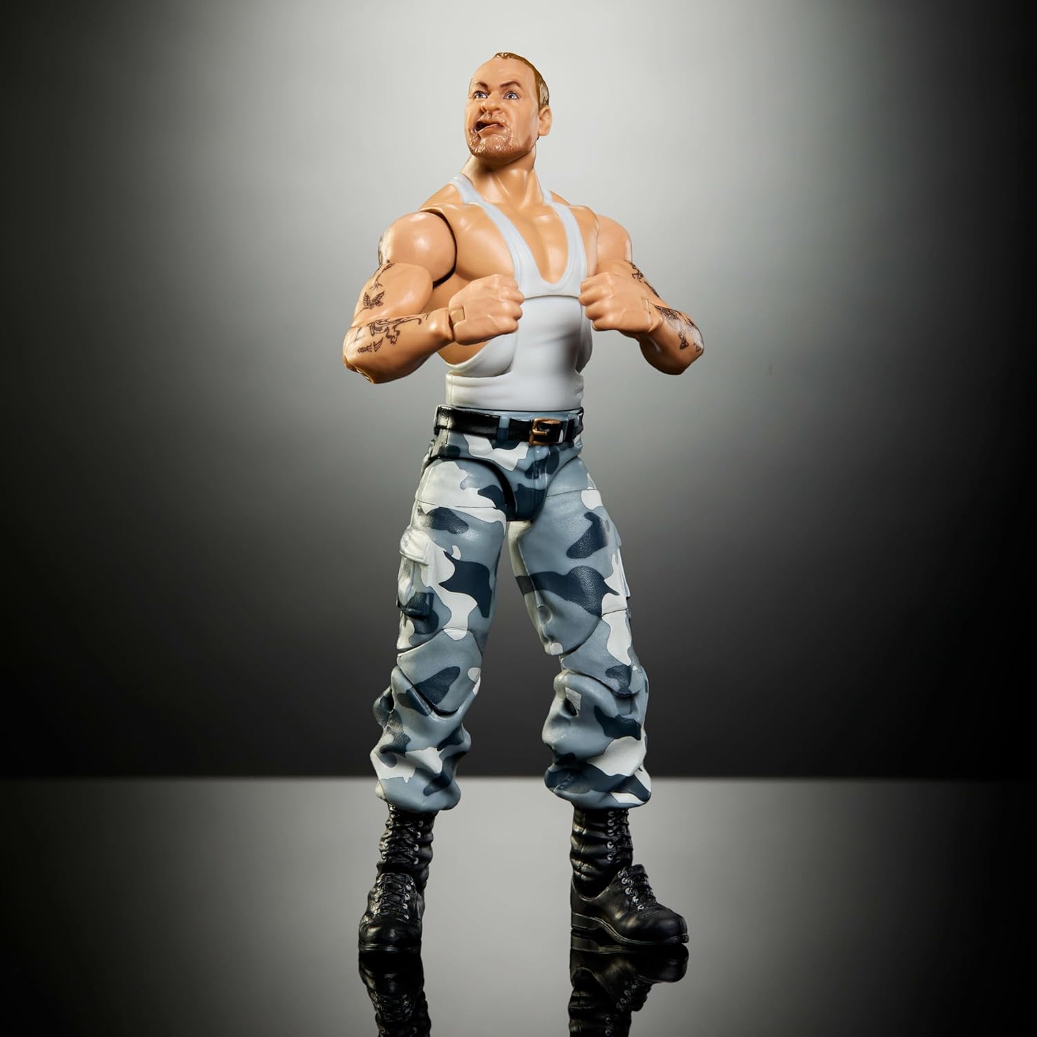 Mattel WWE Elite Collection Action Figure & Accessories, Premium Live Event Bushwhacker Luke with Interchangeable Hands & Build-A-Figure Pieces