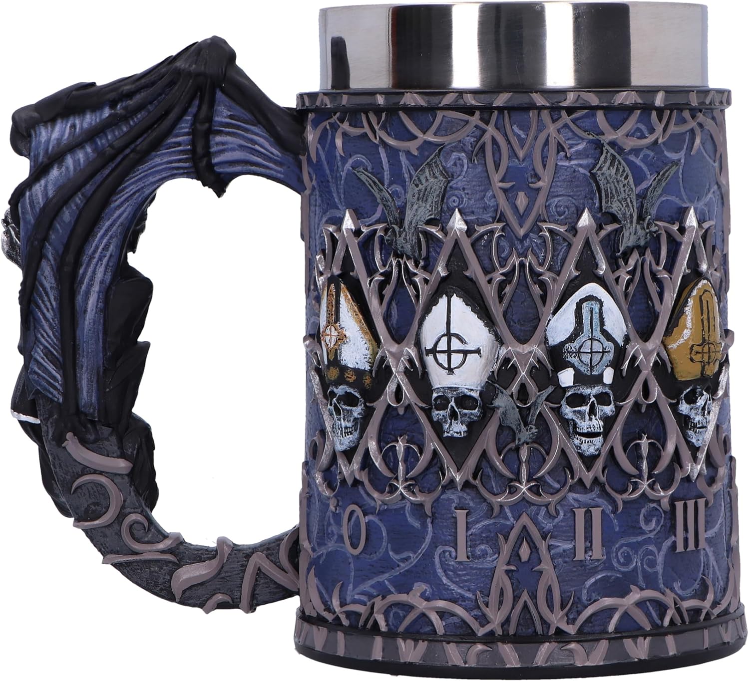 Nemesis Now Ghost Papa Emeritus Evolution Tankard 15.5cm, Resin, Official Ghost Merchandise, Ghost Tankard, Ghost Band Beer Mug, Cast in The Finest Resin, Expertly Hand-Painted