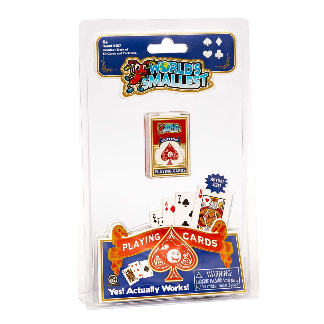 Worlds Smallest Super Impulse Réplique miniature Playing Cards avec 54 cartes au format mini pour poker, blackjack, tours de cartes, à partir de 6 ans