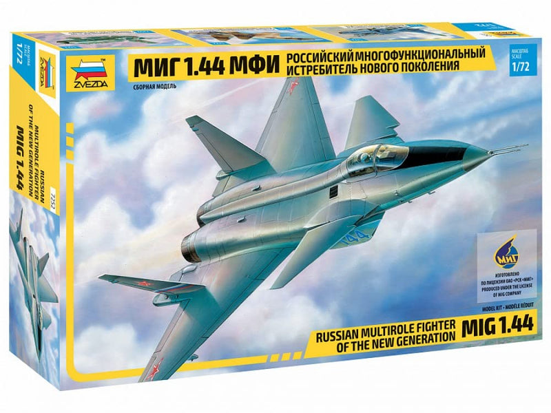 Zvezda 500787252 500787252-1:72 MIG 1.44 Russ. Multirole Fighter WA-Plastikbausatz-Modellbausatz-Zusammenbauen-Bausatz-für Einsteiger-detailliert, grau