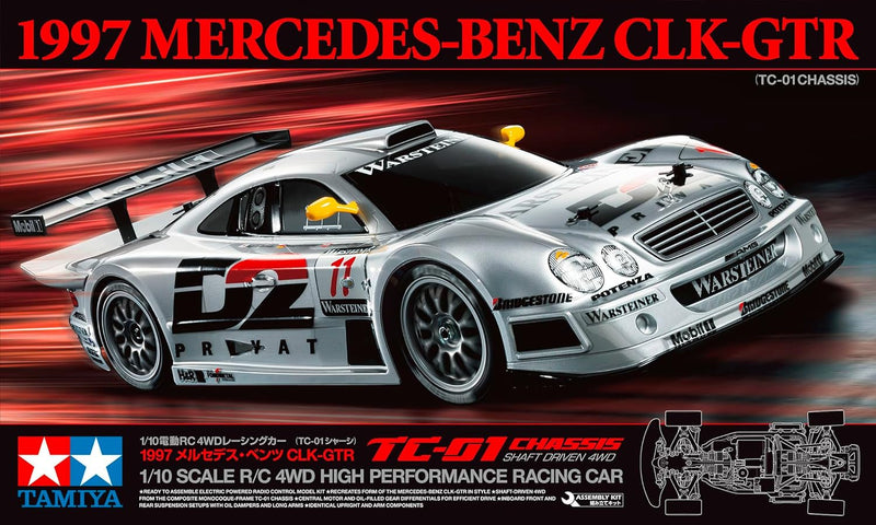 TAMIYA 58731 1:10 MB CLK-GT-R 1997 TC-01-Remote Controlled Car, Vehicle, Model Building, Assembly, Hobby, RC Kit, Unpainted