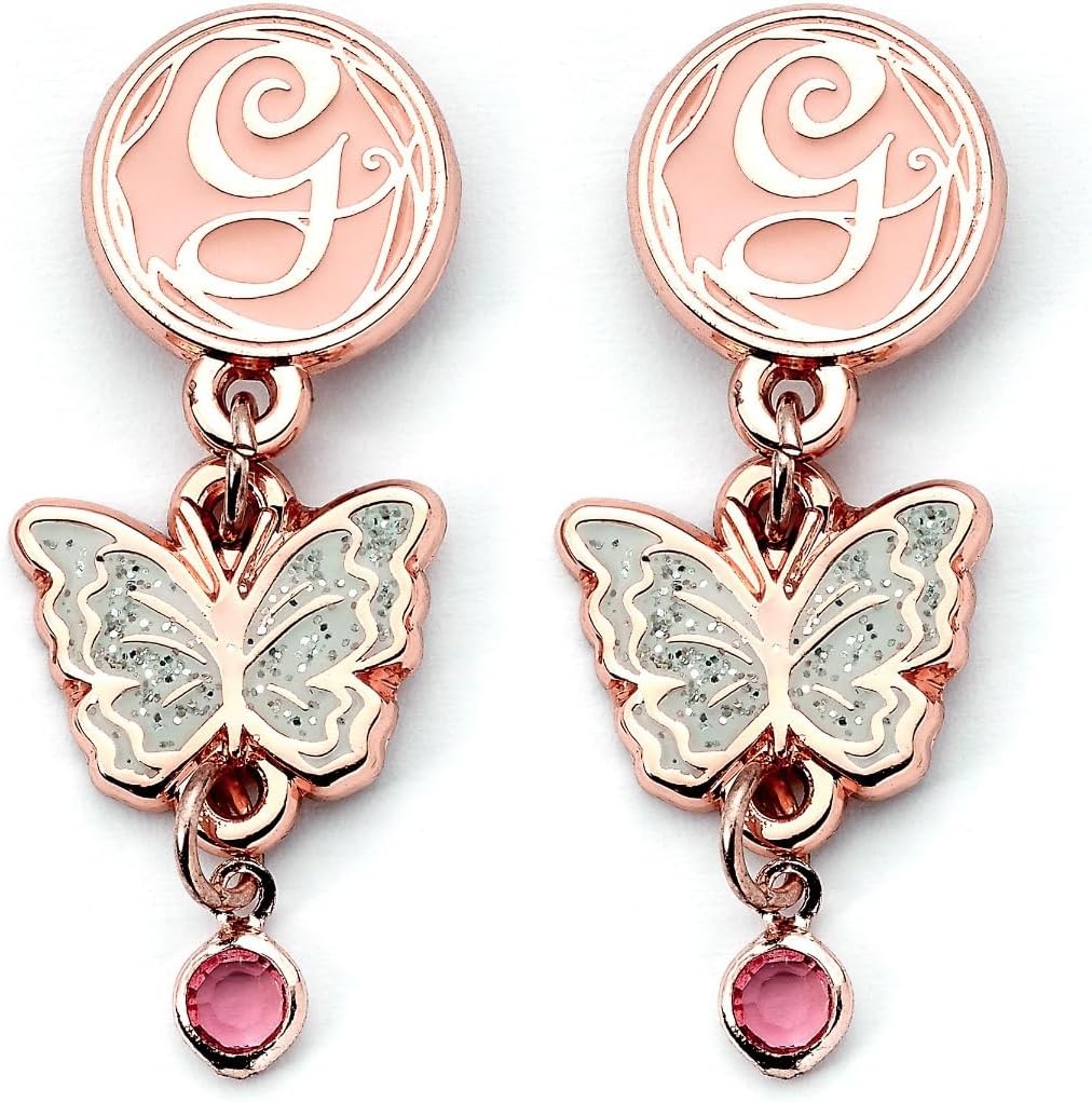 Wicked Glinda Drop Butterfly Earrings Rose Gold Colour