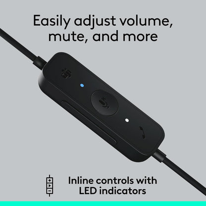 Logitech H570e USB-Headset mit Mikrofon für PC und Mac, kabelgebundenes USB-C-Headset mit Stereo-Sound, Mikrofonen mit Geräuschunterdrückung, Zertifiziert für Microsoft Teams, Schwarz