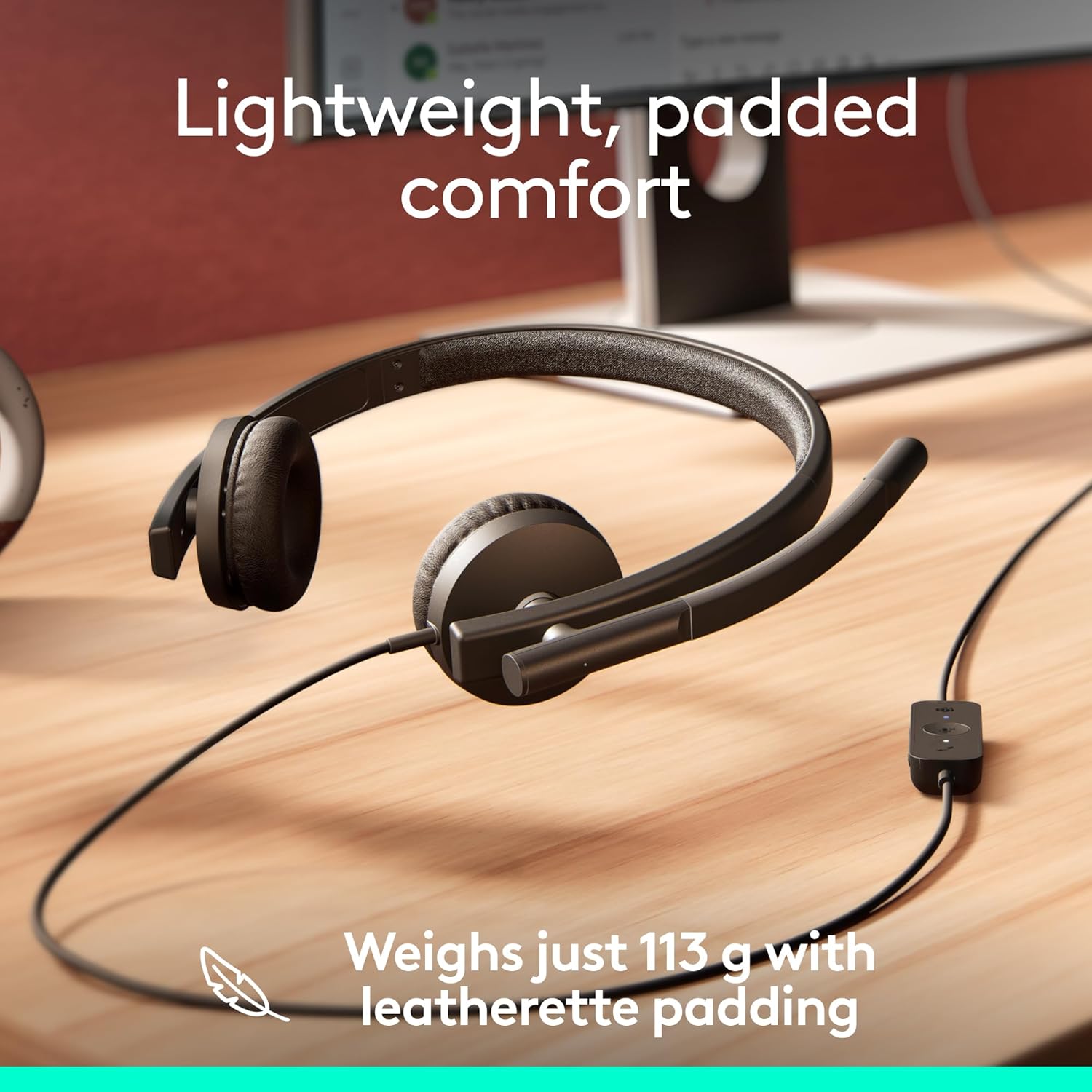 Logitech H570e USB-Headset mit Mikrofon für PC und Mac, kabelgebundenes USB-C-Headset mit Stereo-Sound, Mikrofonen mit Geräuschunterdrückung, Zertifiziert für Microsoft Teams, Schwarz