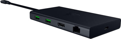Razer USB-C Dock - 11 ports with HDMI, Gigabit Ethernet, 3.5mm audio port, USB-A & -C, compatible with Windows and Mac (screen output with 4K, 7.1 surround sound) Black
