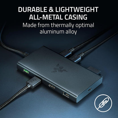 Razer USB-C Dock - 11 ports with HDMI, Gigabit Ethernet, 3.5mm audio port, USB-A & -C, compatible with Windows and Mac (screen output with 4K, 7.1 surround sound) Black