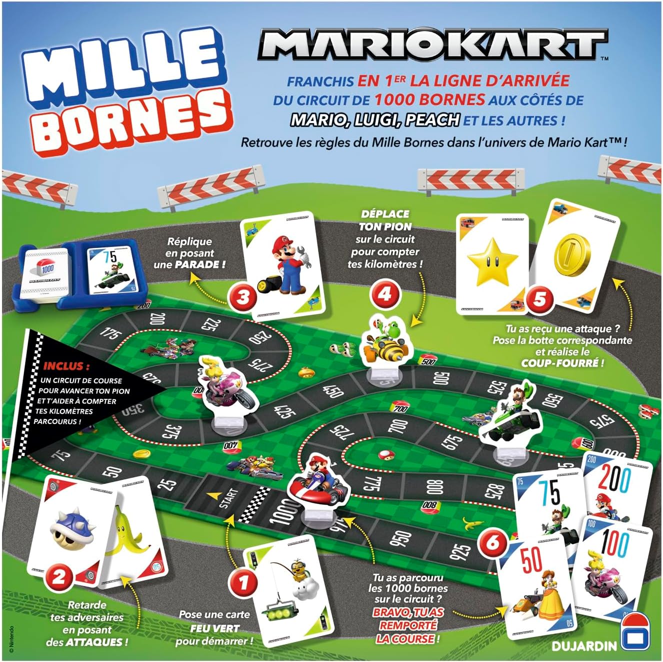Dujardin — Mille Bornes Mario Kart — Board game — Board game — Reach 1000 terminals first — Family game — 2 players and more — From 7 years old