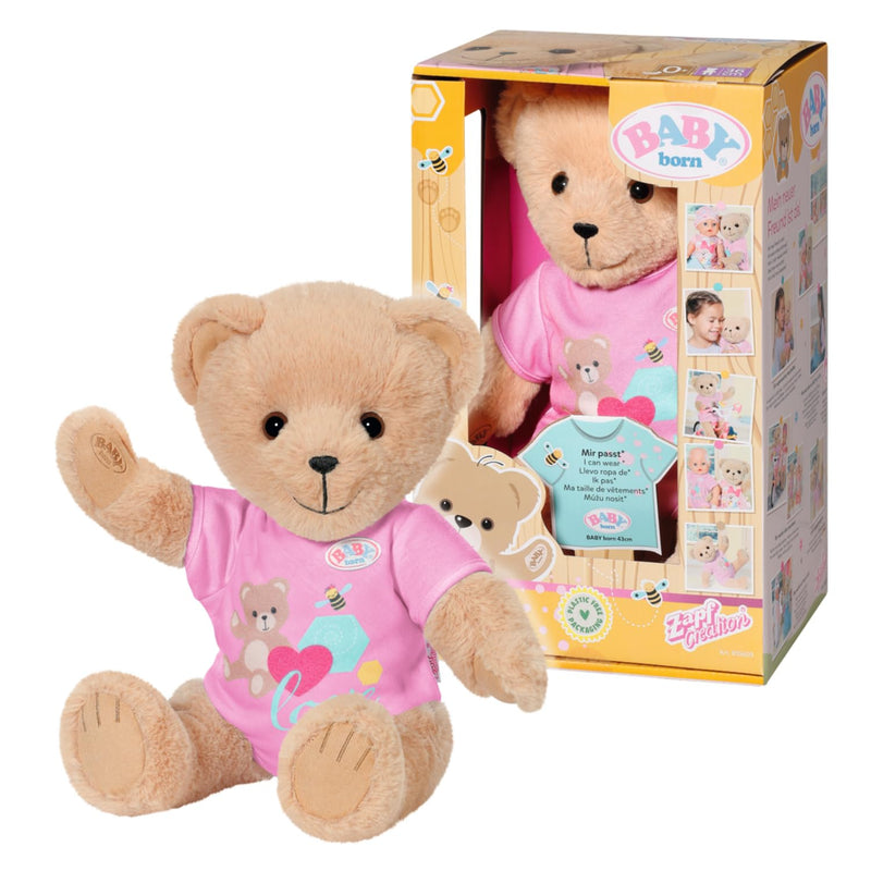 BABY born Bär pink, Teddy Kuscheltier mit pinkem Strampler und beweglichen Armen und Beinen, 835609 Zapf Creation