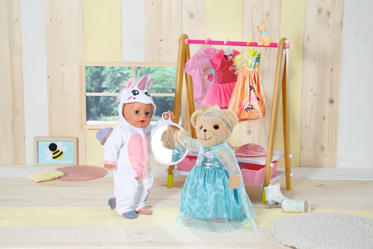 BABY born Bär pink, Teddy Kuscheltier mit pinkem Strampler und beweglichen Armen und Beinen, 835609 Zapf Creation