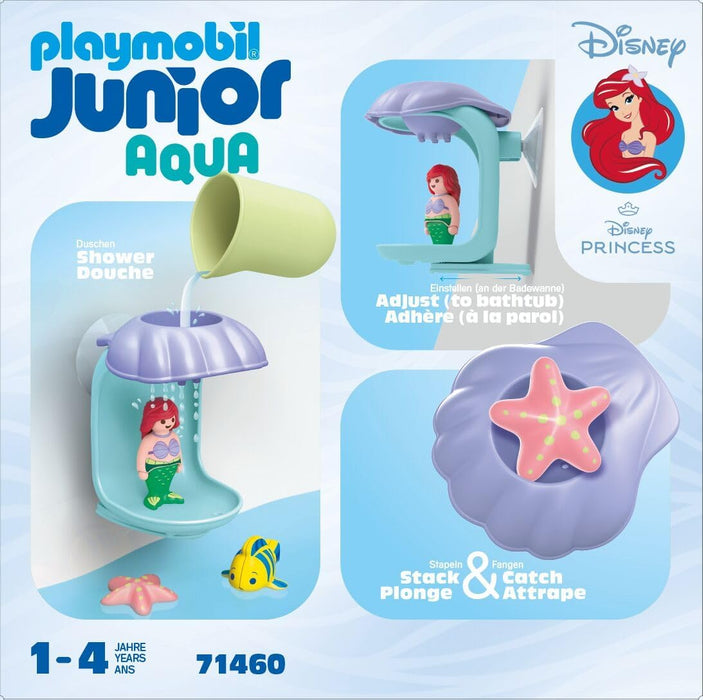 Playmobil 71460 JUNIOR AQUA & Disney: Ariel's Shell Shower, for toddlers, made from over 90% plant-based plastics, indoor and outdoor water toy, fun role-play, playsets for children ages 12 months+