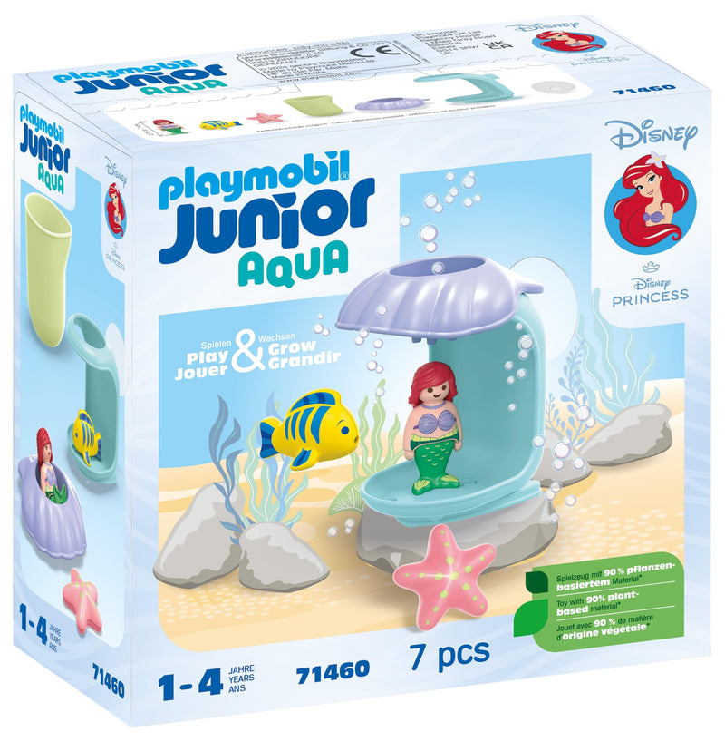Playmobil 71460 JUNIOR AQUA & Disney: Ariel's Shell Shower, for toddlers, made from over 90% plant-based plastics, indoor and outdoor water toy, fun role-play, playsets for children ages 12 months+
