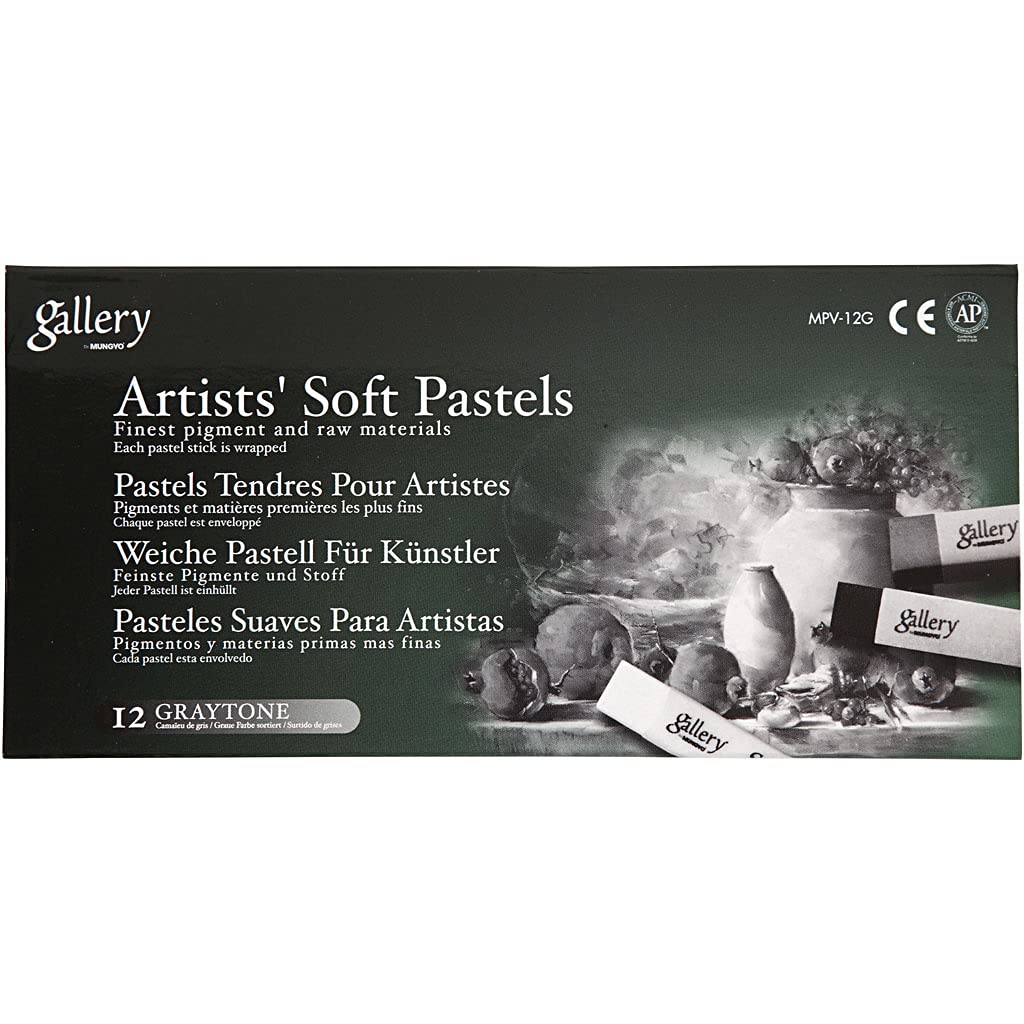 Gallery Soft Pastell Set, Stärke 1 cm, L: 6,5 cm, grau, grau getönte Farben, 12sort