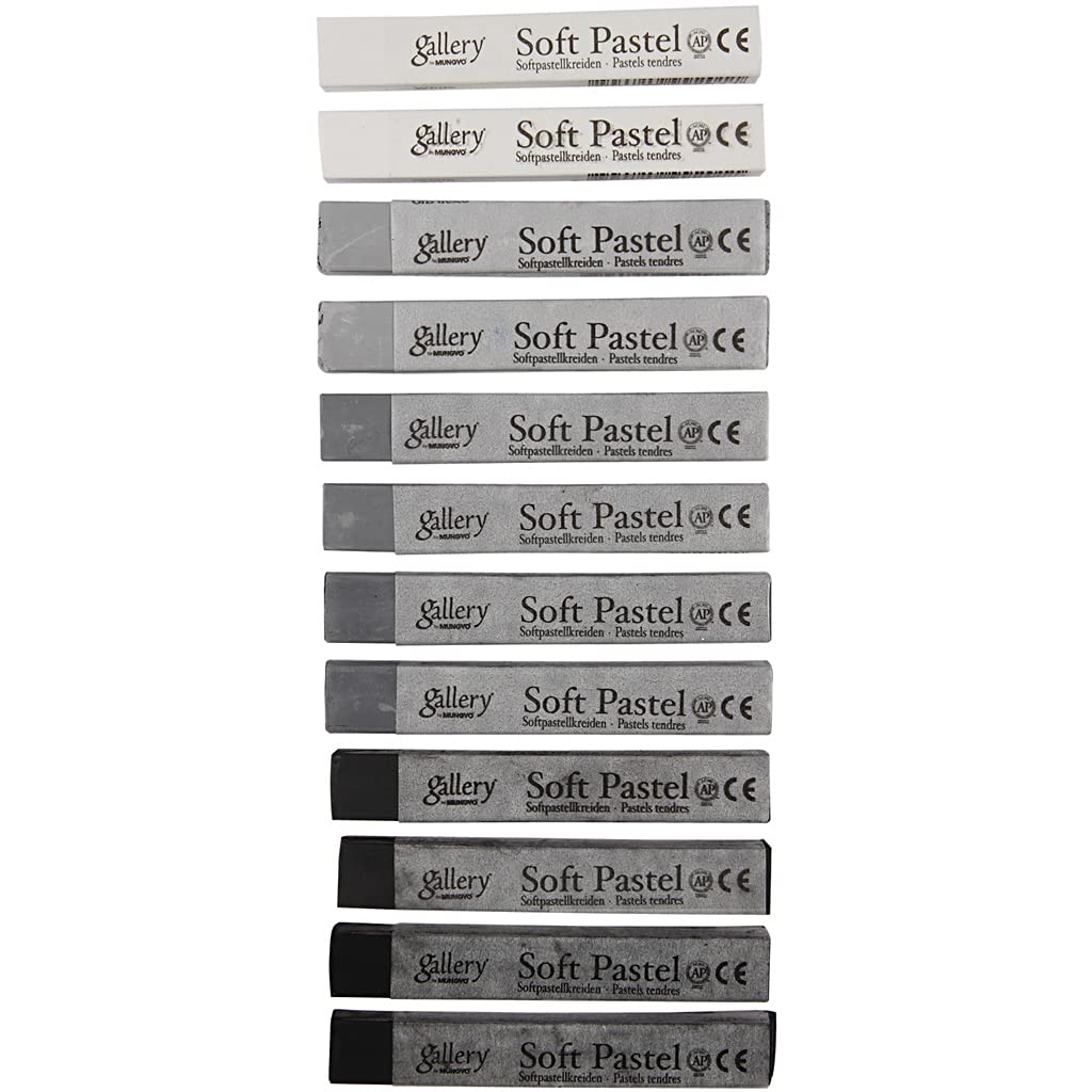 Gallery Soft Pastell Set, Stärke 1 cm, L: 6,5 cm, grau, grau getönte Farben, 12sort
