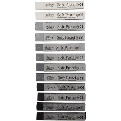 Gallery Soft Pastell Set, Stärke 1 cm, L: 6,5 cm, grau, grau getönte Farben, 12sort