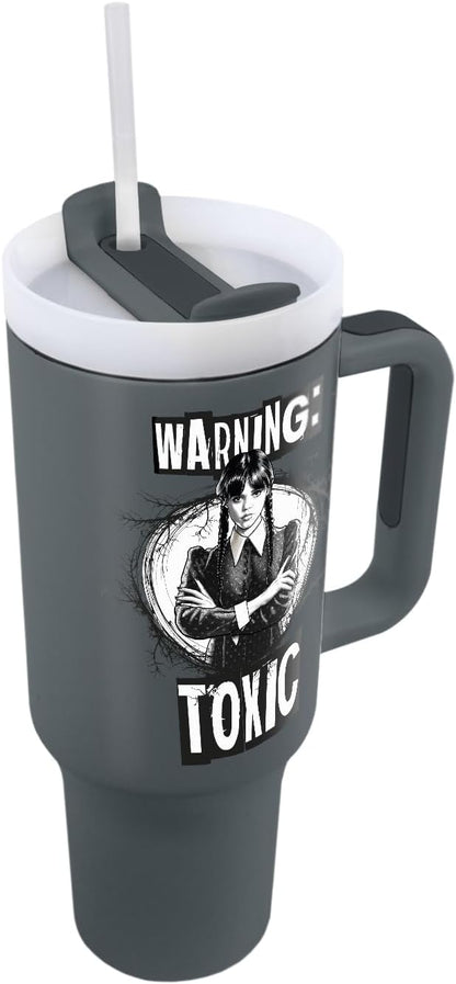 Pyramid International Wednesday Addams 40oz/1200ML Tumbler - Double-Wall Vacuum Insulation, Keeps Cold Up to 11 Hours, Hot Up to 7 Hours, Smart Design Features, BPA-Free for Spooky Style You’ll Love