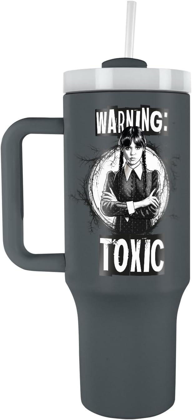 Pyramid International Wednesday Addams 40oz/1200ML Tumbler - Double-Wall Vacuum Insulation, Keeps Cold Up to 11 Hours, Hot Up to 7 Hours, Smart Design Features, BPA-Free for Spooky Style You’ll Love