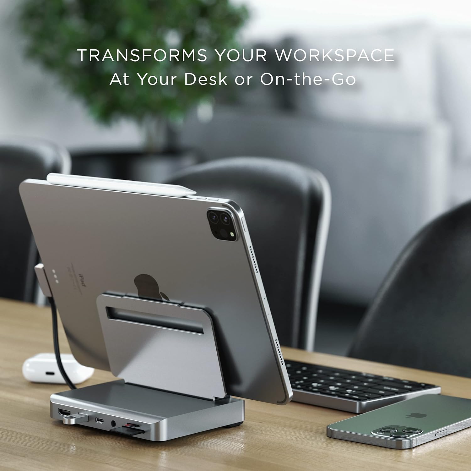 SATECHI Stand & Hub For iPad, USB-C Hub 6-in-1, Foldable Stand - 60W USB-C PD, 4K HDMI, USB-A Data Port, Micro/SD Card Readers, 3.5mm Audio Jack - For M2/ M1 iPad Pro, M1 iPad Air, iPad Mini