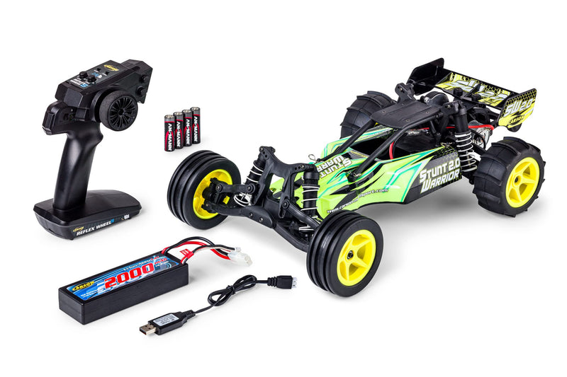 Carson 500404206 500404206-1:10 Stunt Warrior 2.0 2.4G 100% RTR Car, RC, Including Batteries and Remote Control, Off-Road Buggy, Green