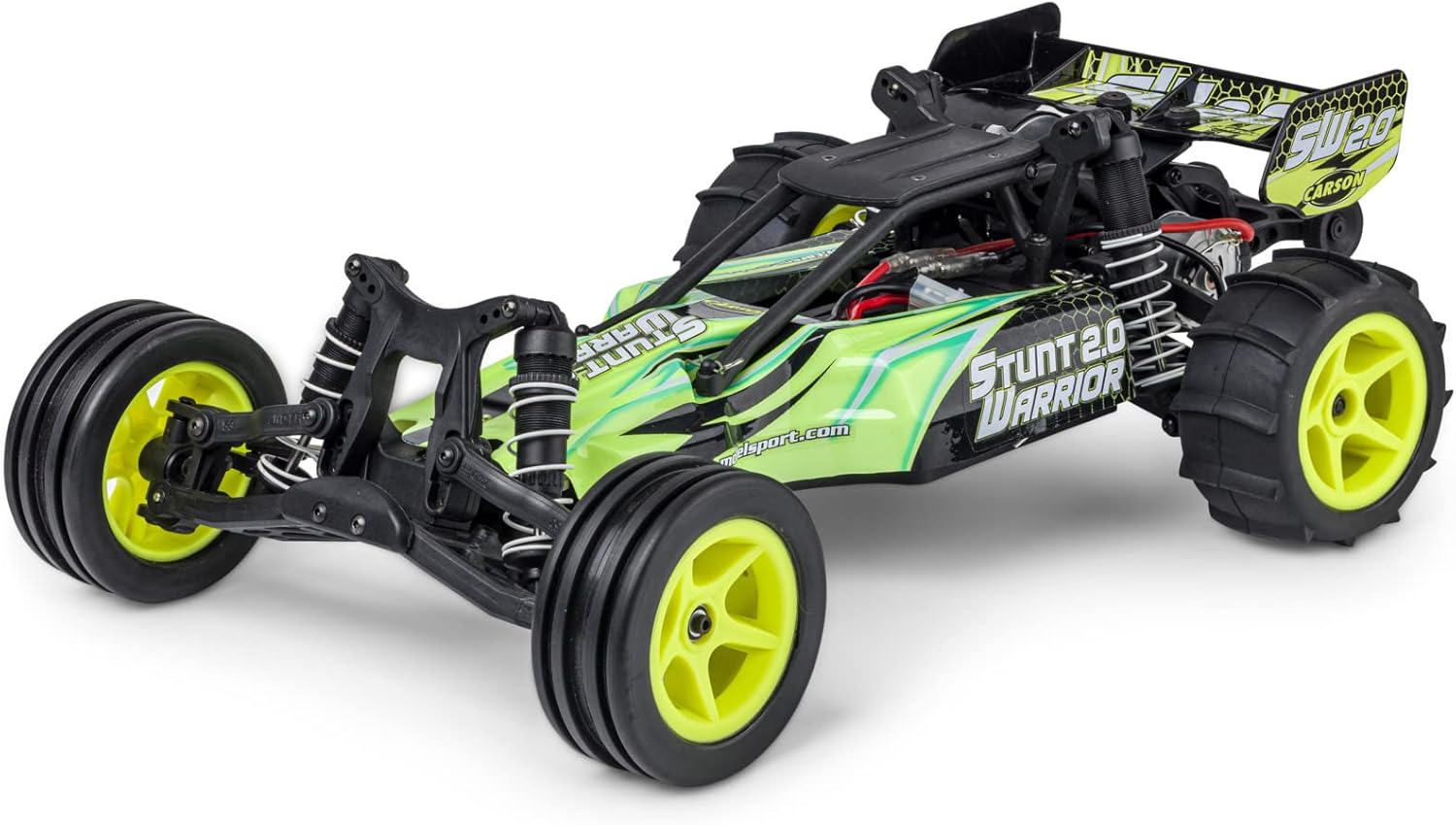 Carson 500404206 500404206-1:10 Stunt Warrior 2.0 2.4G 100% RTR Car, RC, Including Batteries and Remote Control, Off-Road Buggy, Green