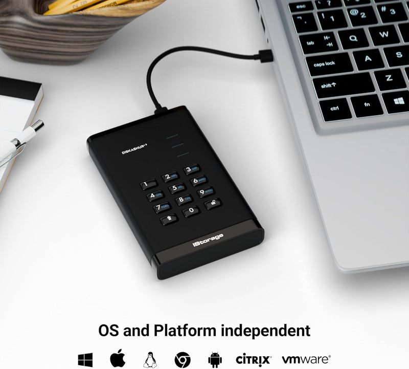 iStorage diskAshur3 HDD 2TB Black - Secure portable hard drive - Password protected - Dust & water resistant - Hardware Encryption 2TB HDD Diamond Black