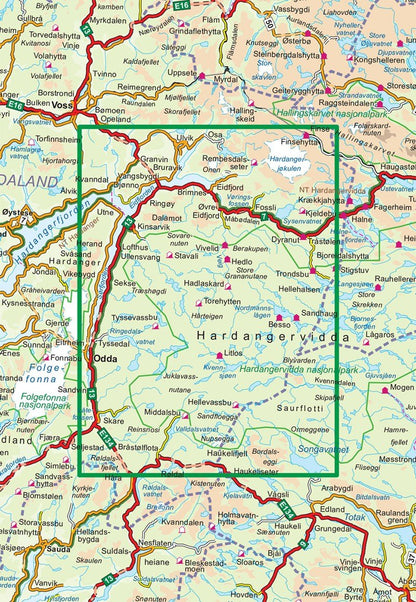 Hardangervidda Vest 1: 100 000 topographic hiking map Norway