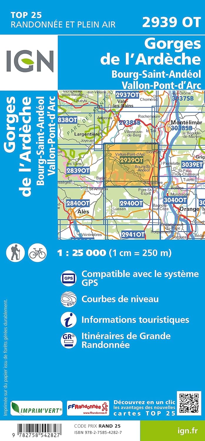 Gorges de l'Ardèche / Bourg-St-Andéol: 2939OT (TOP 25
