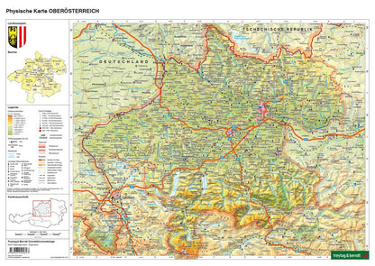 Laminated Map DUO, Learning aid Upper Austria 1:400.000