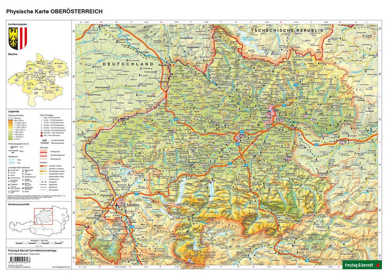 Laminated Map DUO, Learning aid Upper Austria 1:400.000