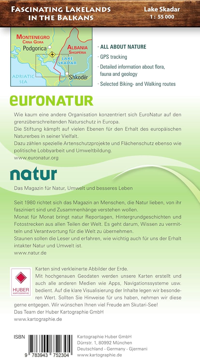 Skadar Lake nature & hiking & cycling map