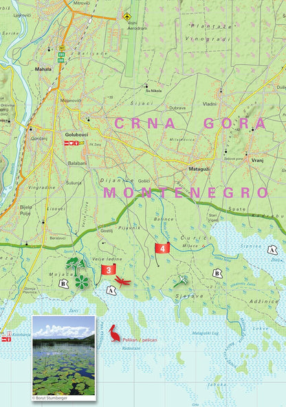 Skadar Lake nature & hiking & cycling map