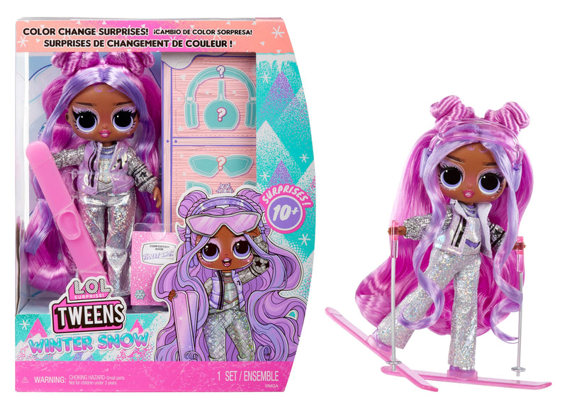 L.O.L. Surprise! Tweens Winter Snow Fashion Doll - Violet Snow with Colour-Changing Skis and 10+ Frosty Parts and Accessories, Gift for Children from 4 Years