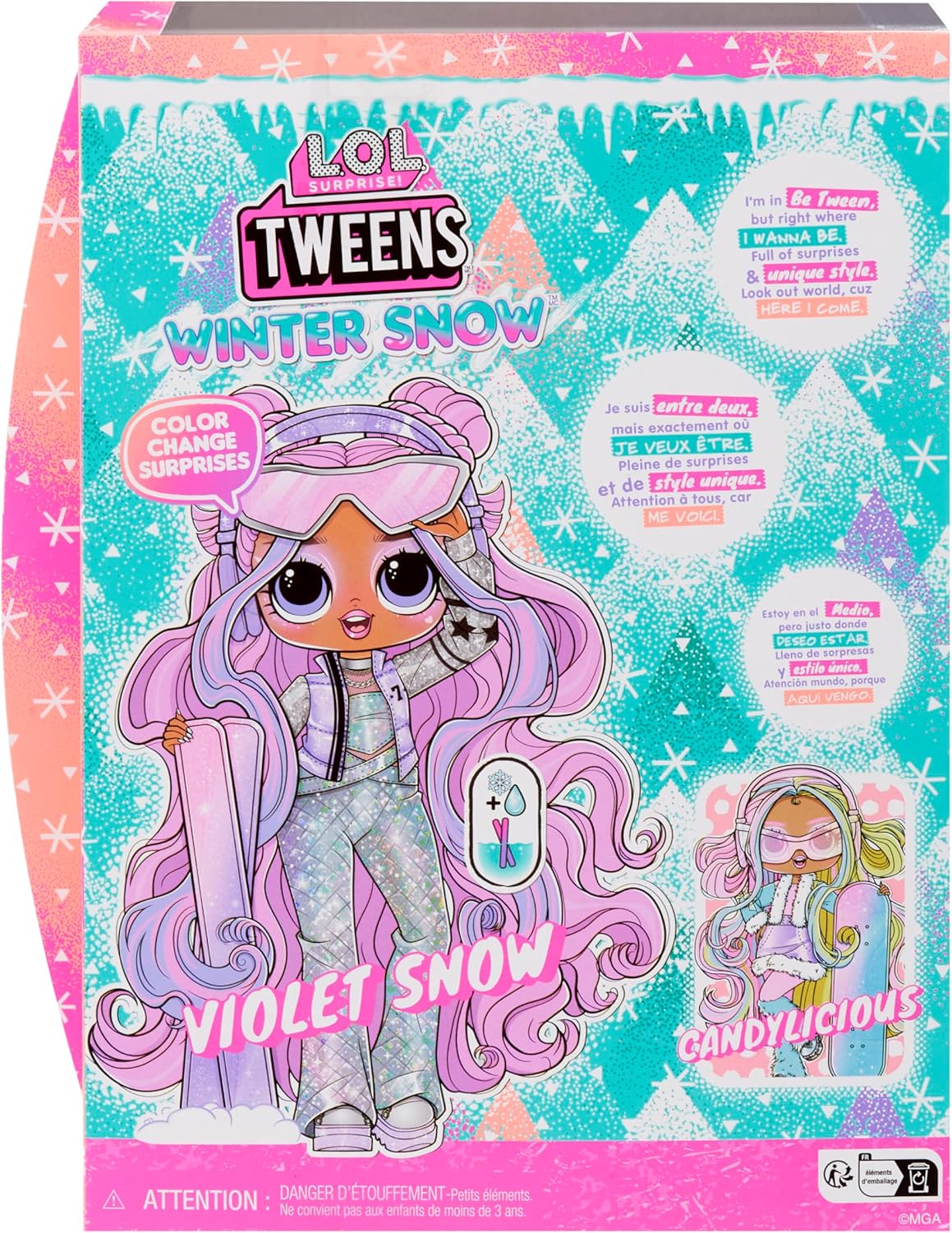 L.O.L. Surprise! Tweens Winter Snow Fashion Doll - Violet Snow with Colour-Changing Skis and 10+ Frosty Parts and Accessories, Gift for Children from 4 Years