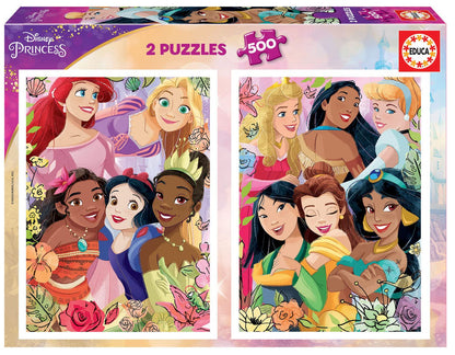 Educa - Puzzle 500 Teile für Erwachsene | Disney Prinzessinnen, 2 x 500 Teile Puzzleset für Erwachsene und Kinder ab 11 Jahren, Princess (19253