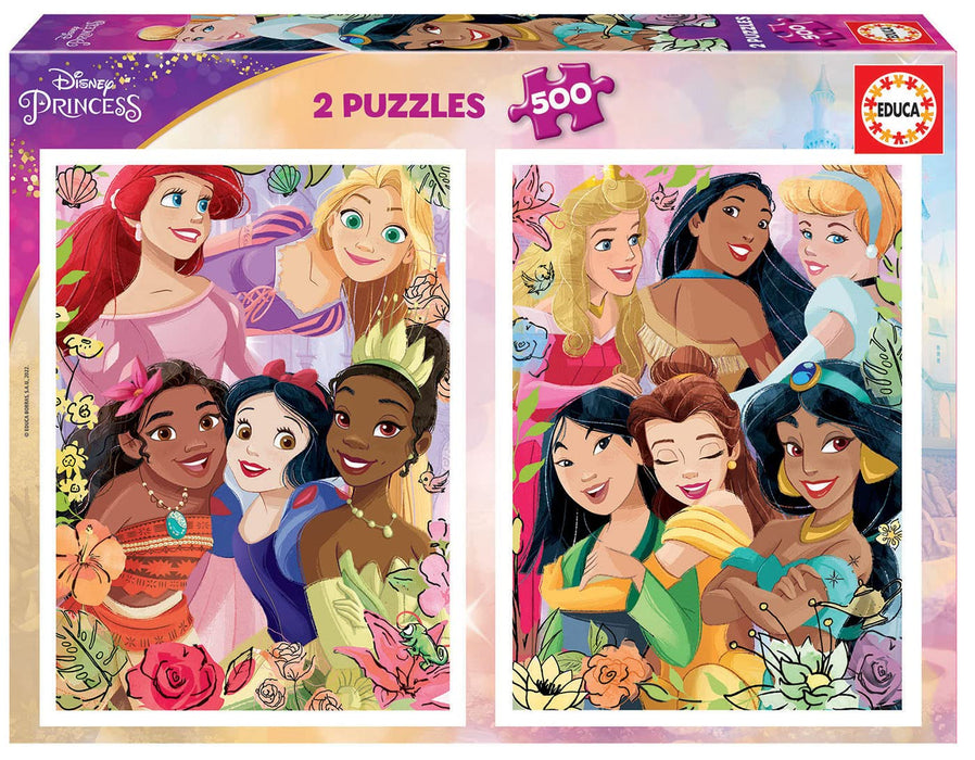 Educa - Puzzle 500 Teile für Erwachsene | Disney Prinzessinnen, 2 x 500 Teile Puzzleset für Erwachsene und Kinder ab 11 Jahren, Princess (19253