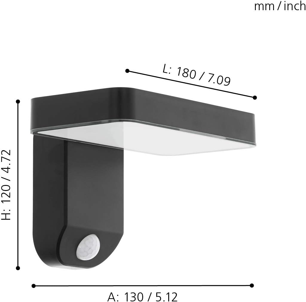 Eglo - Pastion Solar Wall W/Sensor - Black