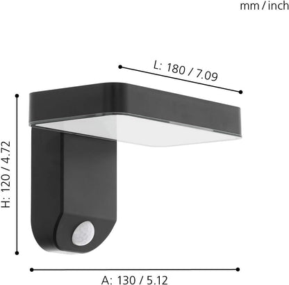 Eglo - Pastion Solar Wall W/Sensor - Black