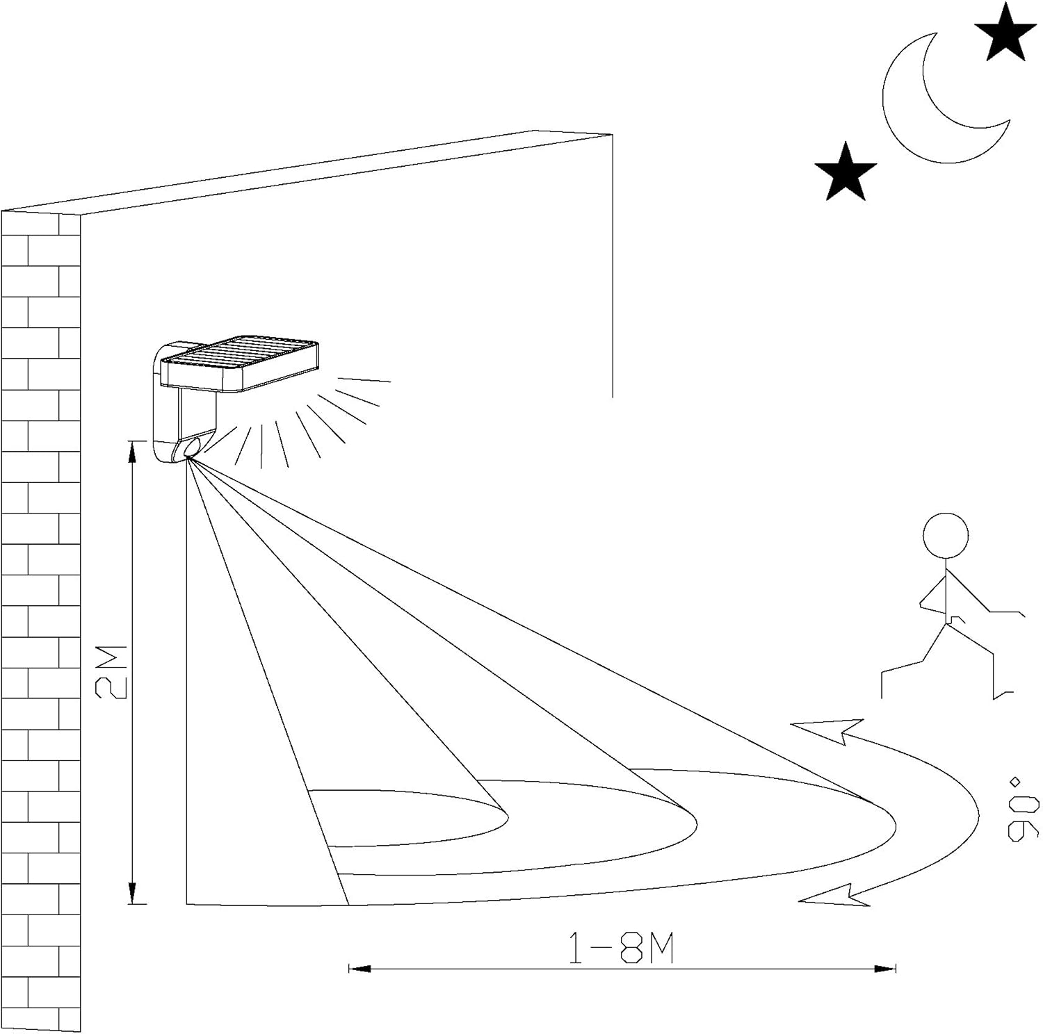 Eglo - Pastion Solar Wall W/Sensor - Black